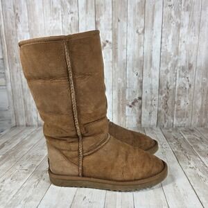 UGG Australia Classic Tall‎ Boots Brown Sheepskin Lined Women's Size 6